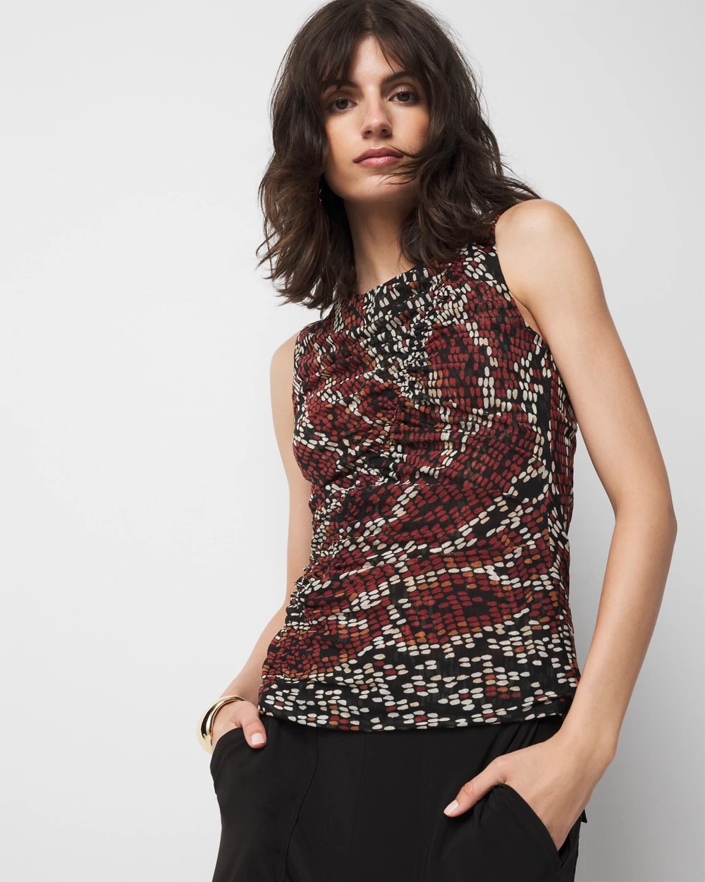 Ruched Mesh Tank | White House Black Market
